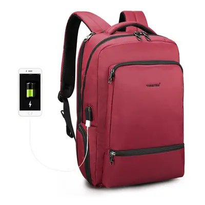 (Red) 22L USB Backpack Waterproof 15.6inch Laptop Bag Sports Travel Hiking Climbing Rucksack