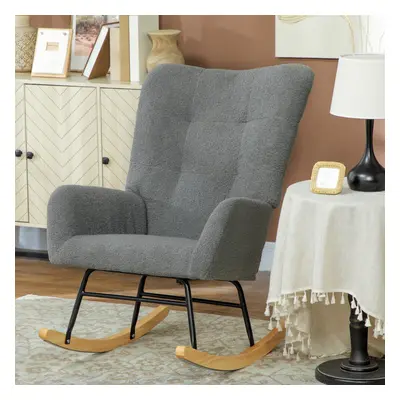 HOMCOM Rocking Chair, Modern Armchair with Backrest for Bedroom, Grey