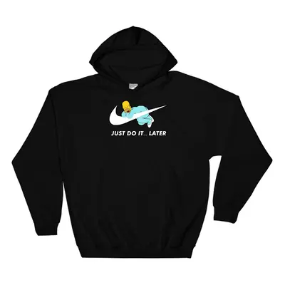 (4X-Large, Black) Homer Simpson Just Do ItÂ Later Black Men Women Unisex Hooded Sweatshirt Hood