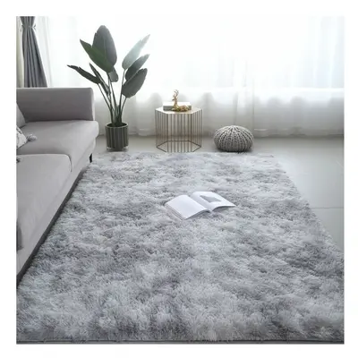 Shaggy Living Room Rug x 230cm Gray Plush Soft Polypropylene Fiber Non-Slip Carpet