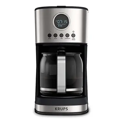 Krups Essential Drip Coffee Maker, Digital Programmable Brewer With Auto-Start & Keep Warm, Cup 