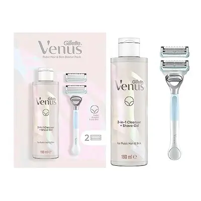 Women's Razor + Blade Refills + 2in1 Shave Gel and Cleanser 190ml Bundle, Specifically Designed 