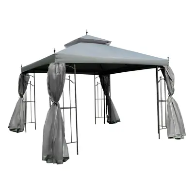 Outsunny x 3(m) Garden Gazebo Double Top Gazebo Canopy w/ Mesh Grey