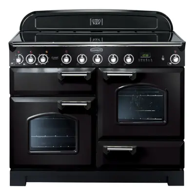 Rangemaster CDL110EIBL/C Classic Deluxe Gloss Black with Chrome Trim 110cm Induction Range Cooke