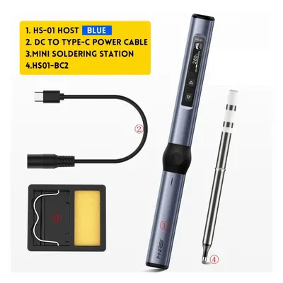 (blue, bule HS01-BC2) Fnirsi Hs-01 Smart Electric Soldering Iron Pd 65w Adjustable Constant Temp