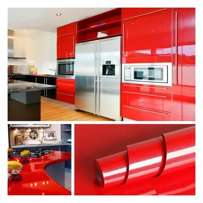 (40CM x 10M, Red) Oil-proof Self-adhesive Wallpaper