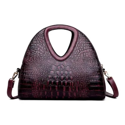 (purple) Johnature Vintage Women Bag Fashion Alligator Luxury Handbag Large Capacity Soft Leathe