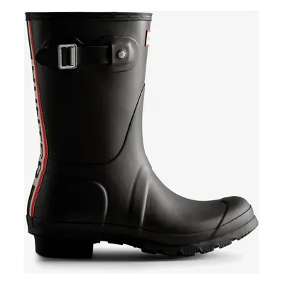 (UK 6, Black) Hunter ORIGINAL SHORT TRI COLOUR LOGO BOOT Womens Wellies Black