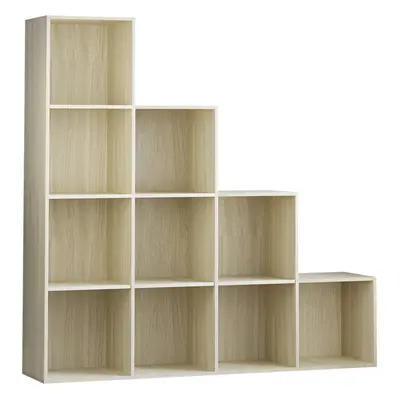 (Oak) Durham Cube Shelf Stairs Bookcase Storage Unit