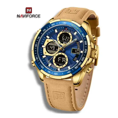 (Blue And Yellow, 260mm) Naviforce NF9197L Doul Display Men&apos;s Watches Quartz Waterproof LED