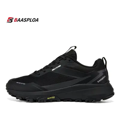 (black, 43) Bassploa Men Hiking Shoes Breathable Outdoor Sneakers For Men Lightweight Male Shoes