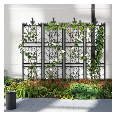 71 " Garden Trellis Decorative Outdoor Tall Metal Fence Black Lattice Panel Yard Corner DÃ©cor f