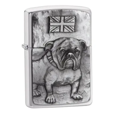 Zippo Bulldog Emblem Brushed Chrome Windproof Cigarette Lighter Smokers