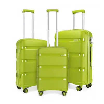 (green, 20/24/28 inch) 20/24/28 Inch PP Hard Shell Suitcase With TSA Lock