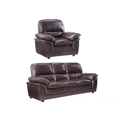 Verona Brown Leather 3+1 Seater Sofa Set