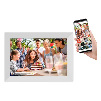 (WHITE, UK Plug) WiFi Frameo Digital Photo Frame 10.1 Inch 32GB Smart Digital Picture Frame with