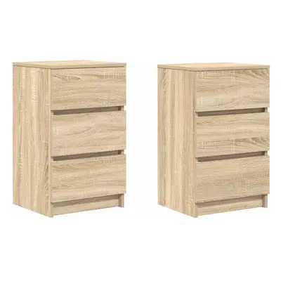 vidaXL Bedside Cabinets with Drawers pcs Sonoma Oak 39x35x65 cm