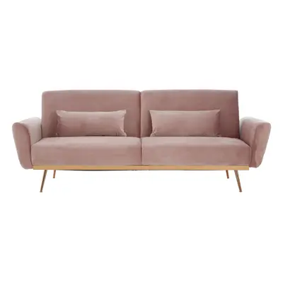 Premier Housewares Hatton Pink Velvet Sofa Bed