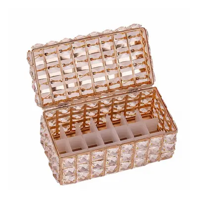 Luxury Makeup Lipstick Organizer Crystal Box Home Desktop Cosmetics Lip Gloss Container Storage 