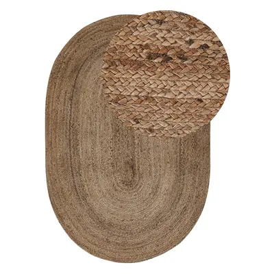 Oval Jute Area Rug x cm Beige DEMIRCI