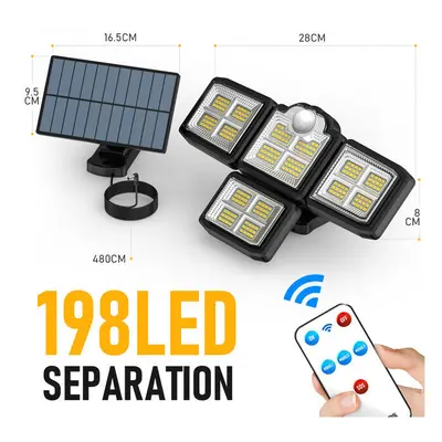 (Separation-198 LED) 192/198 LED COB Outdoor Solar Lights Head Motion Sensor Wide Angle Lighting