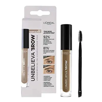 L'Oreal Paris Unbelieva Brow Long-Lasting Brow Gel Warm Blonde, Smudge-Proof, Transfer-Proof, Wa