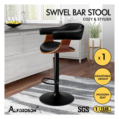 ALFORDSON 1x Bar Stool Joan Kitchen Swivel Chair Wooden Leather Gas Lift