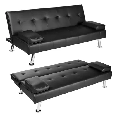 SOFA BED Faux Leather Black Sofa Bed recliner Seater Luxury/Budget