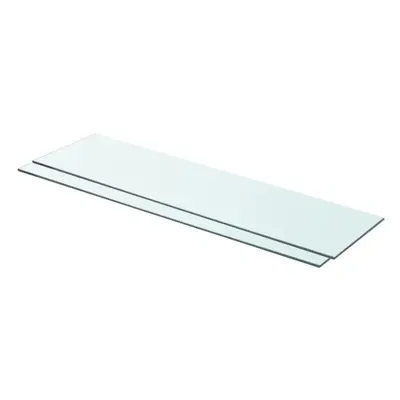 vidaXL 2x Shelves Panel Glass Clear 80x20cm Sheet Plate Display Room Ledges