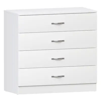 (White) White Chest of Drawers, Drawer Metal Handles Runners Anti-Bowing Support Furniture