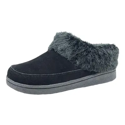 Clarks Women's Faux Fur Clog Indoor and Outdoor Slipper (Black M U