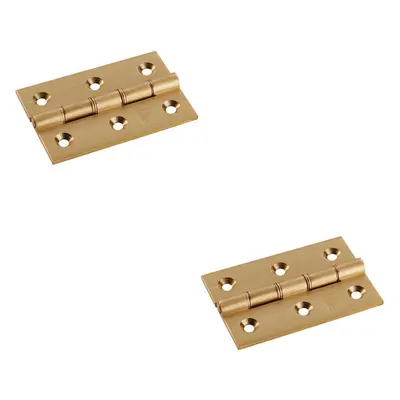 2x PAIR x x 2.5mm Brass Washered Butt Hinge Satin Brass Internal Door