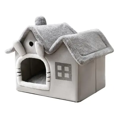 (grey, L) Cat Pet Dog Warm House Cave Beds For Indoor Cats Cozy Wool Igloo Nest Kennel S/m/l