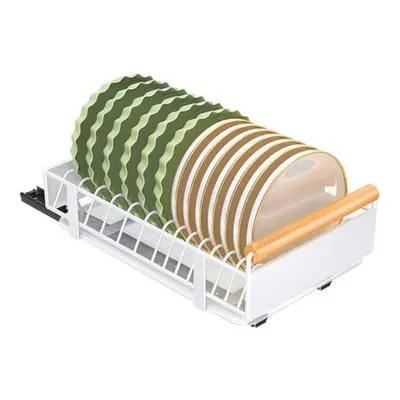 (as the picture, B) Bowl Dish Storage Rack Large Capacity With Adhesive Rail Pull Out Sliding Dr