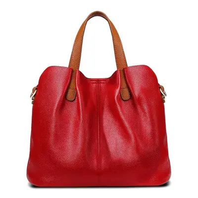 (red) Soft Genuine Leather Tote Composite Bag Luxury Handbags Women Shoulder Messenger Bags Desi