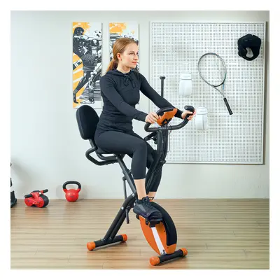 SPORTNOW Folding Exercise Bike with Arm Bands and Hand Pulse Sensor