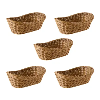 5X Oval Wicker Woven Basket Bread Basket Serving Basket, Inch Storage Basket for Food Fruit Cosm