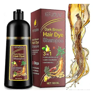 (brown) 500ml Black/brown Instant Hair Color Shampoo for Gray Hair - Hair Dye Shampoo in 1-100% 