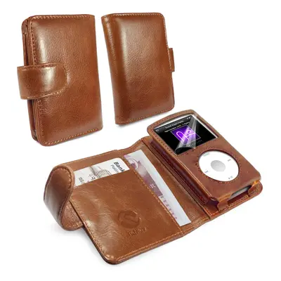 TUFF LUV Personalised Vintage Leather Wallet Case for iPod Classic - Brown