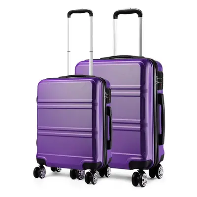 (Purple) PCS Luggage Set 20''+24'' Lightweight ABS Hard Shell Trolley Travel Case With TSA Lock