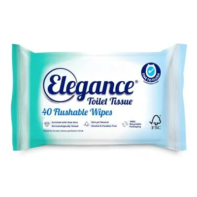 Elegance Toilet Tissue Flushable Wet Wipes, Certified Fine to Flush (16 packs x wipes totaling w