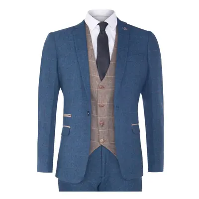 (40) Mens Piece Blue Tweed Vintage Suit