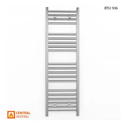 (350 x (BTU:936), Chrome Angled Valves) 350mm Wide Chrome Towel Rail Radiator With Valves