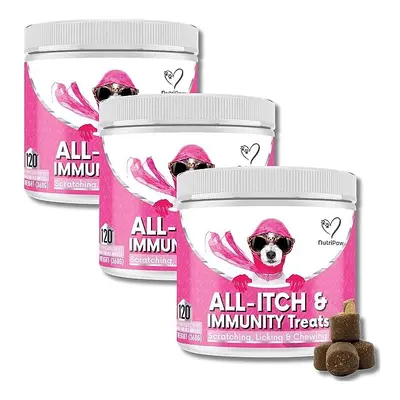 NutriPaw All-Itch Immunity Treats For Dogs - Soothe Itchy Paws, Eyes, Ears, Medium & Large Dogs 