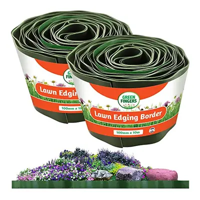 2pk 100mm x 10m Plastic Lawn Edging Strip, Grass Edging Border, Path and Lawn Edging, Grass Edgi