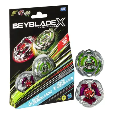 Beyblade X Chain Incendio 5-60HT and Arrow Wizard 4-60N Dual Pack Set with Right-Spinning Tops; 