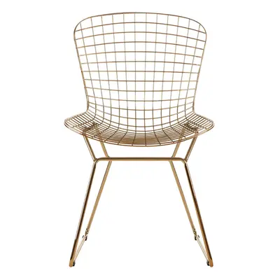 Premier Housewares District Gold Metal Grid Frame Wire Chair