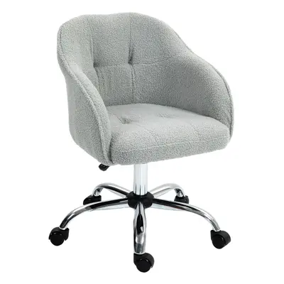 HOMCOM Fluffy Vanity Chair for Desk, with Height Adjustable, Wheels, Grey