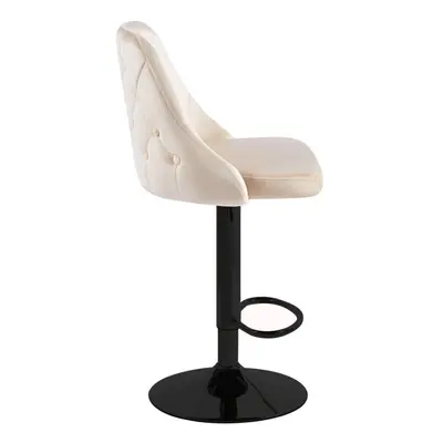 (Cream + Black Base) x Velvet Swivel Breakfast Bar Kitchen Island Stools Chair With Gas Lift In 