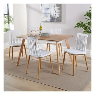 (White) Home Source Rayna Table and Lucy Chairs Dining Set